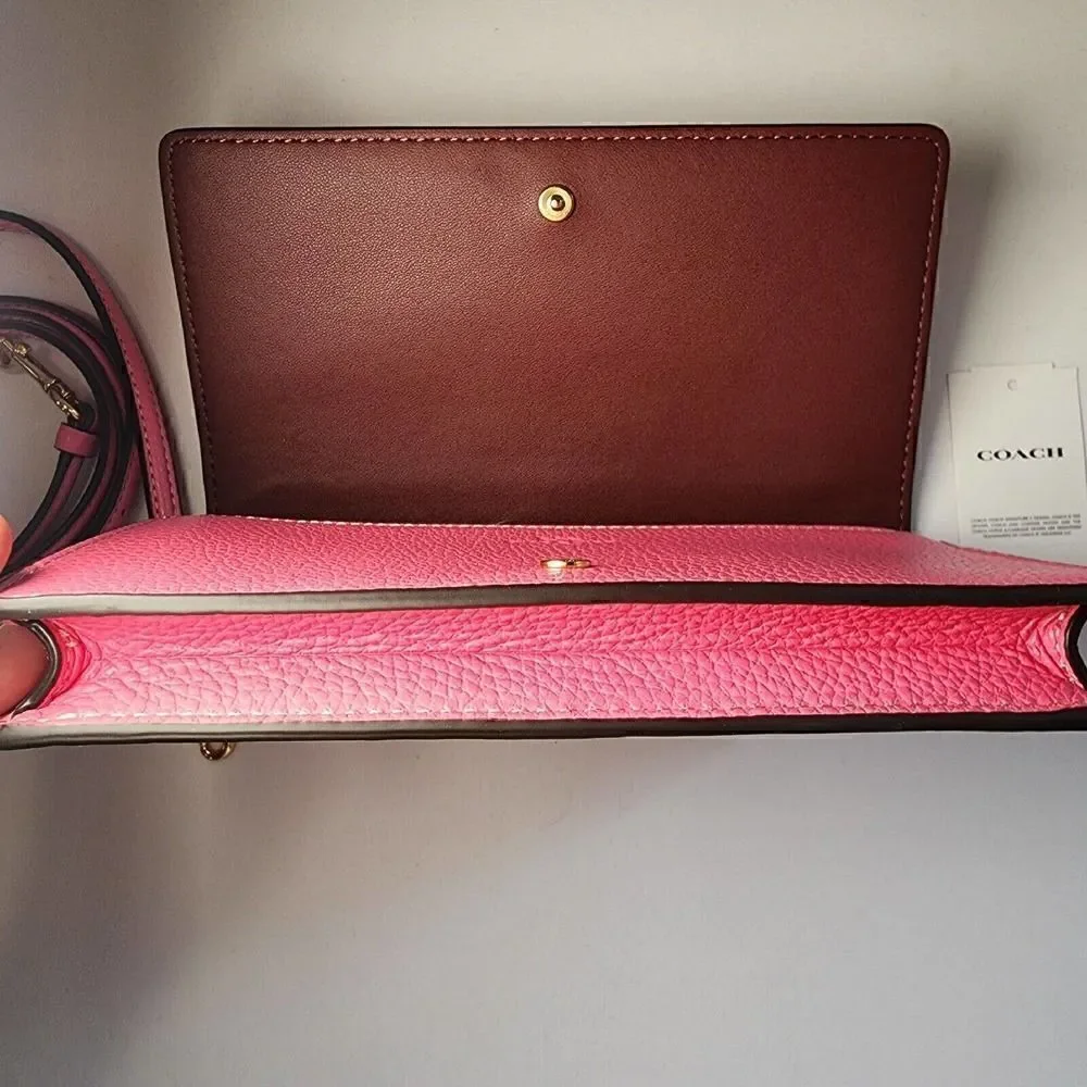 NWT Coach CH181 Anna Foldover Clutch Crossbody With Trompe L'oeil Print